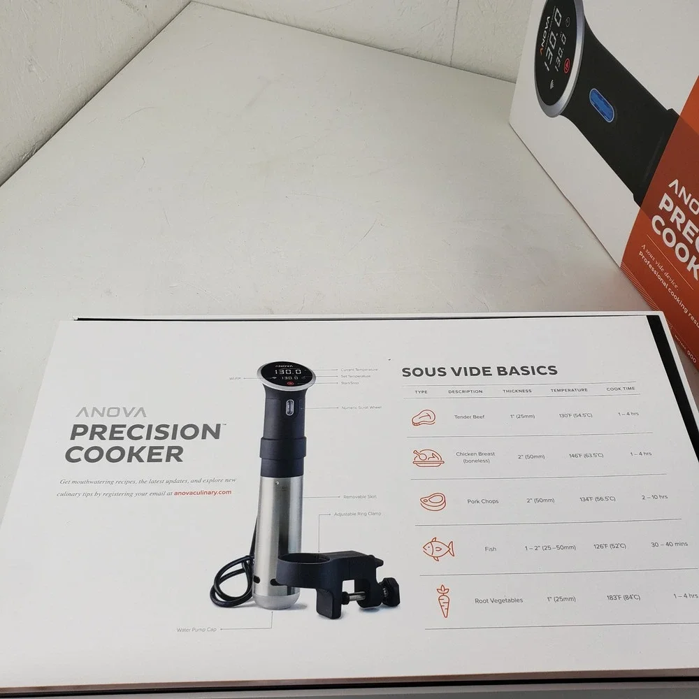 Anova Precision Cooker 900W Sous Vide Immersion Circulator Wi-Fi Black Silver